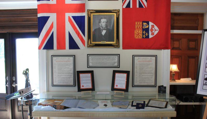 The John Hamilton display containing multiple memorabilia concerning his life as a captain of industry and politician.