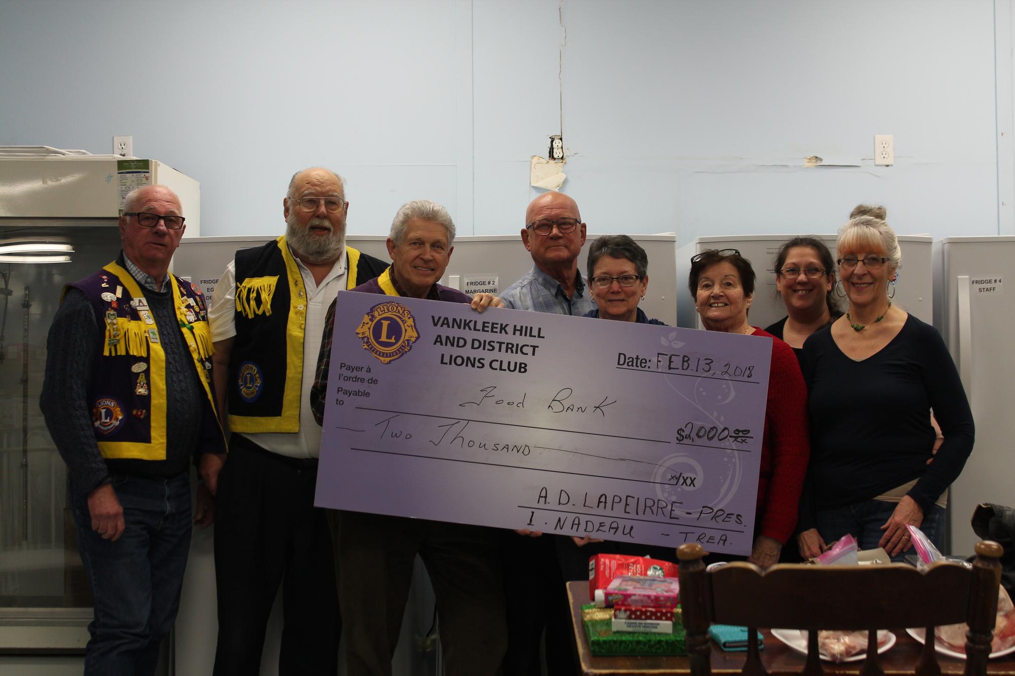 Vankleek Hill and District Lions Club supports local food banks