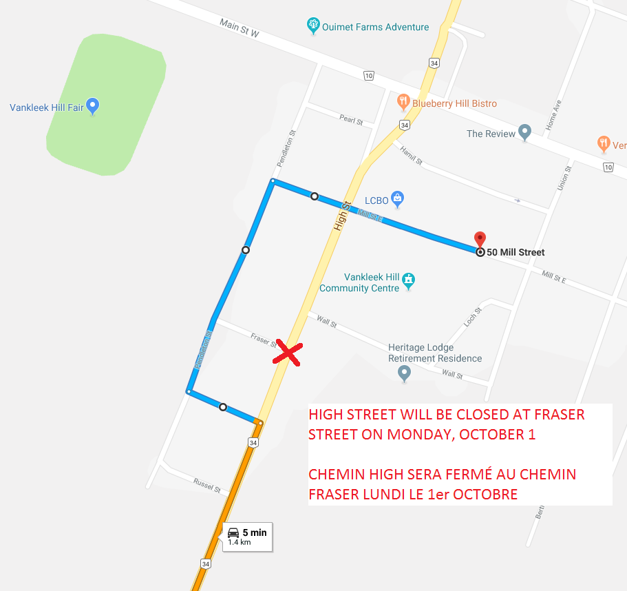 Intersection of High Street and Fraser Street closed on Monday, October 1; main intersection closure continues for another week