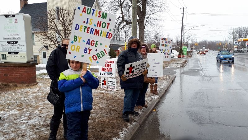 Families protest against Ford government’s changes to autism support