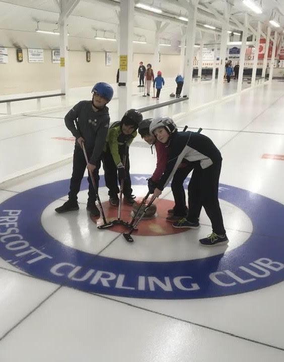 Young curlers competing at bonspiels in the region
