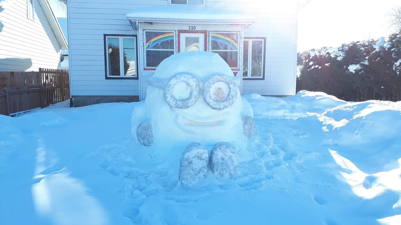 Mighty minion in front yard of Hawkesbury house