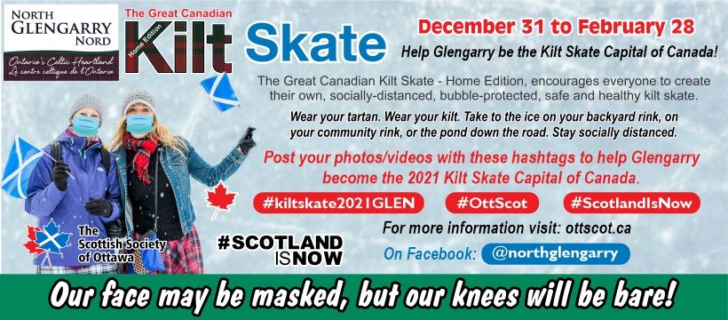 The Great Canadian Kilt Skate returns to North Glengarry with socially distanced “Home Edition” continuing through February 28