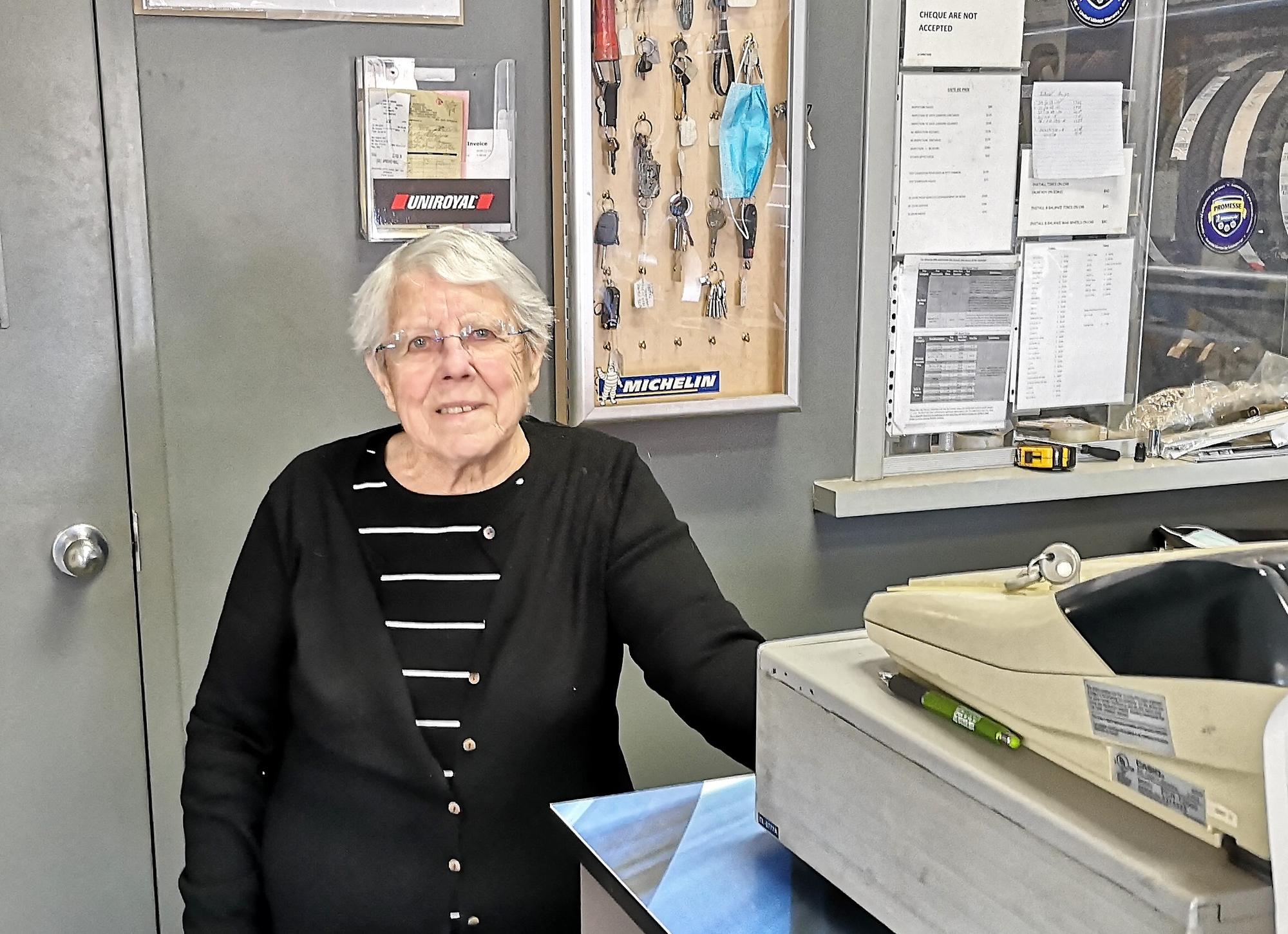 Aline Kingsbury still works each day at King’s Garage, which she and husband Achille opened in 1965