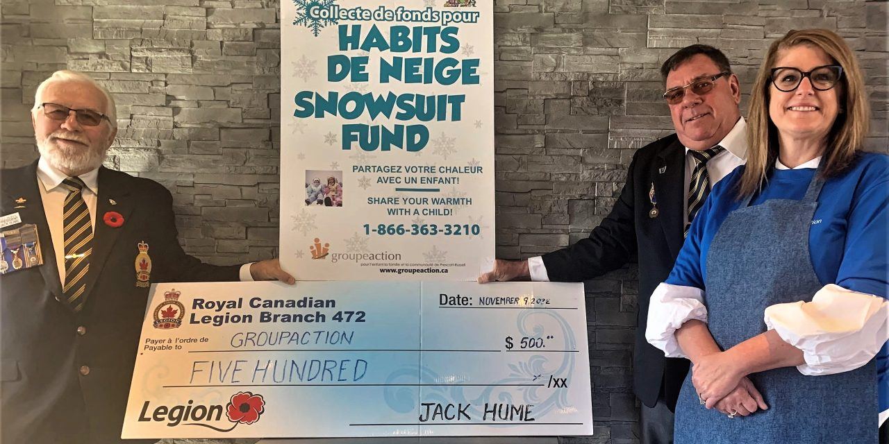 Hawkesbury Legion donates to snow suit fund