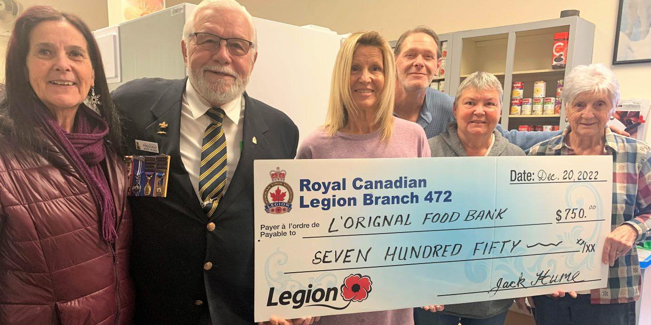Hawkesbury Legion donates to L’Orignal Food Bank