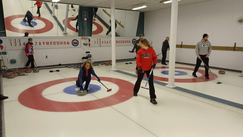 This photo was taken by Journalist James Morgan and shows some people curling during the University of Ottawa Heart Institute Bonspiel at the Vankleek Hill Curling Club on February 11.