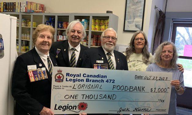 Hawkesbury Legion supports L’Orignal food bank