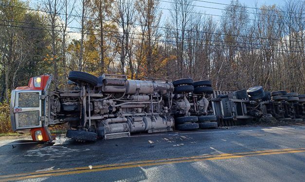 Truck flips over in Brownsburg-Chatham