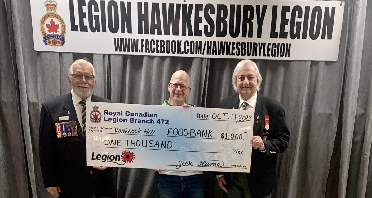 Legion supports Vankleek Hill, Hawkesbury and Alfred food banks