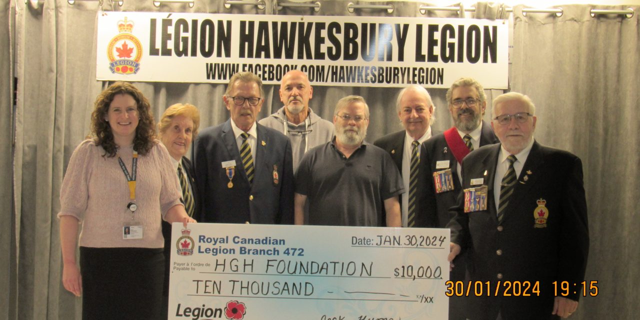 Royal Canadian Legion gives $10,000 to HGH