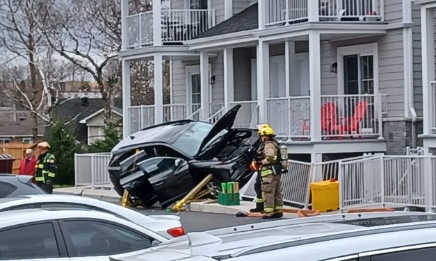 No injuries as vehicle collides with stairs in Hawkesbury